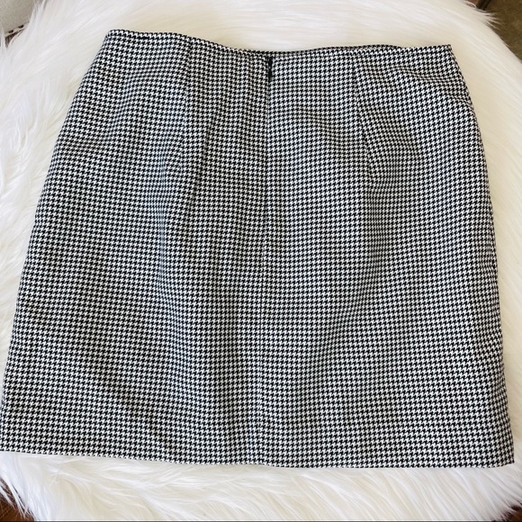FOREVER 21 Skirt black white hounds tooth check plaid Checkered PRINT M Zip - Picture 5 of 8